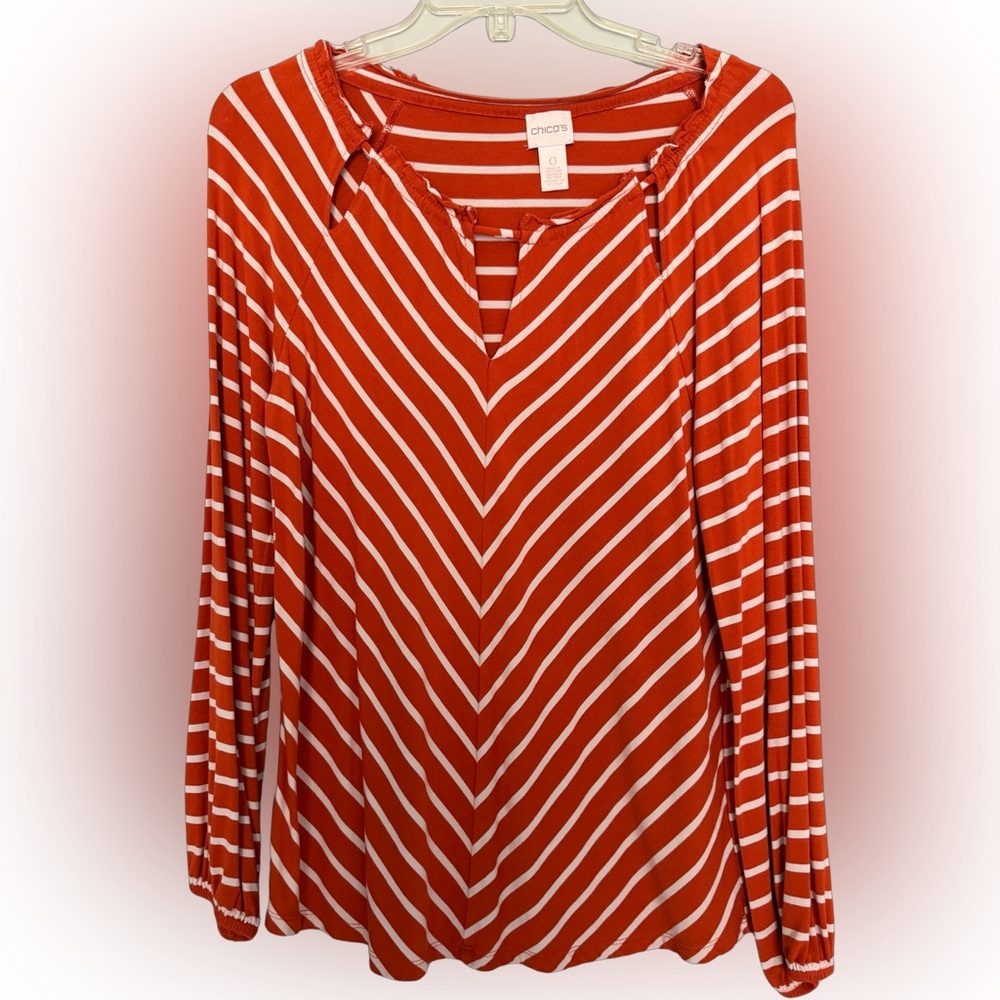 Chicos long sleeve chevron top
